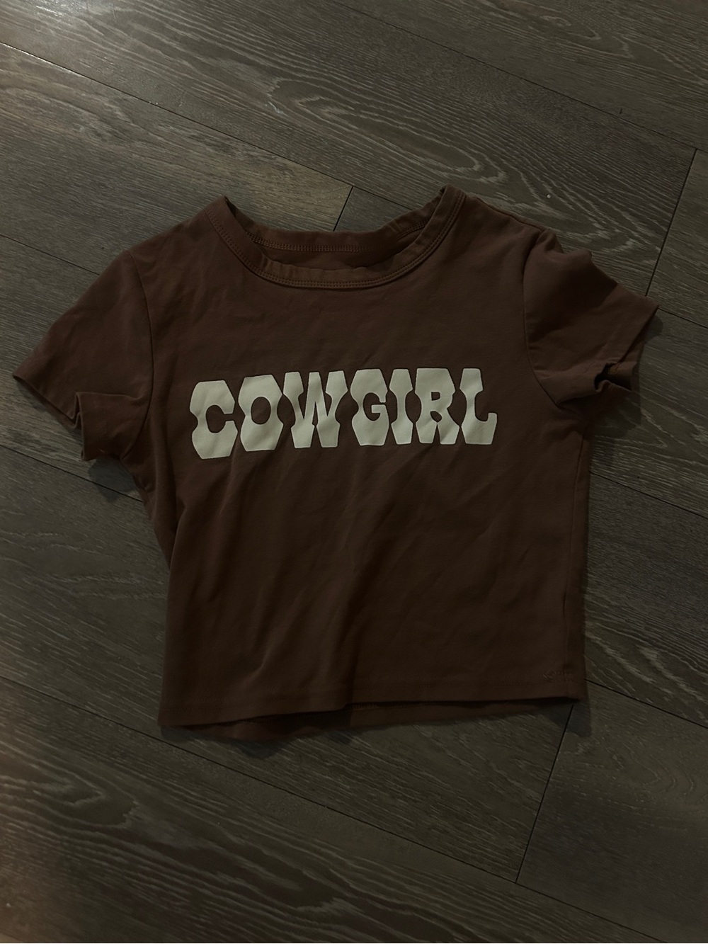 Cowgirl Graphic Tee — Brown with White Lettering